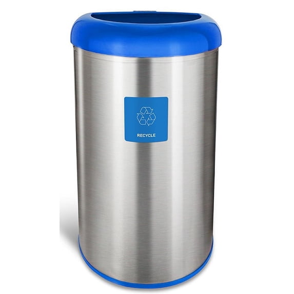 Nine Stars Kitchen Trash Can, 13 Gallon Stainless Steel Garbage Bin with No Lid, Blue