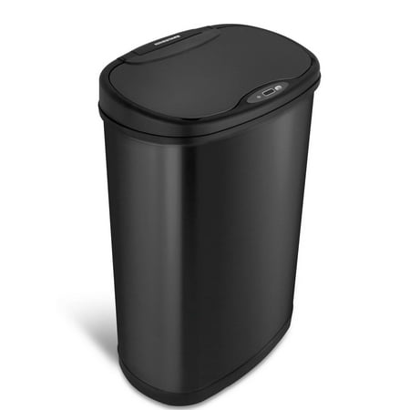 Nine Stars Automatic Kitchen Trash Can, 13 Gallon Stainless Steel, Motion Sensor Hands free Soft Close Lid Garbage Bin, Black