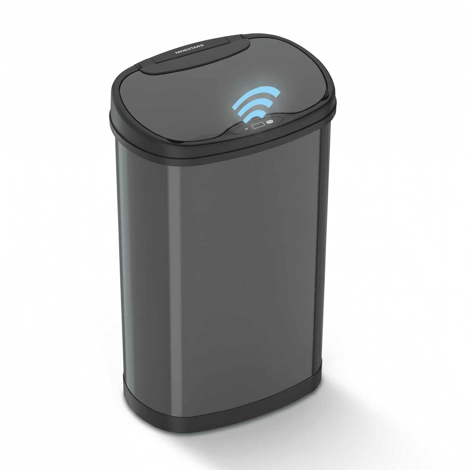 Nine Stars Automatic Kitchen Trash Can, 13.2 Gallon Stainless Steel, Motion Sensor Soft Close Lid Garbage Bin, Black