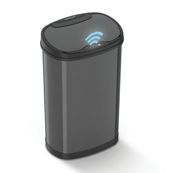 Nine Stars Automatic Kitchen Trash Can, 13.2 Gallon Stainless Steel, Motion Sensor Soft Close Lid Garbage Bin, Black
