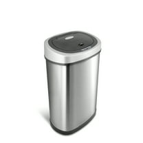 Nine Stars Automatic Kitchen Trash Can, 13 Gallon Stainless Steel Motion Sensor Garbage Bin with Soft Close Lid, Silver