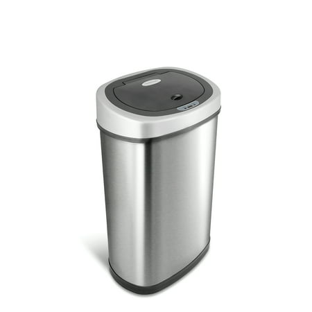 Nine Stars Automatic Kitchen Trash Can, 13 Gallon Stainless Steel, Motion Sensor Hands-free Soft-close Lid Garbage Bin, Silver Stainless Steel