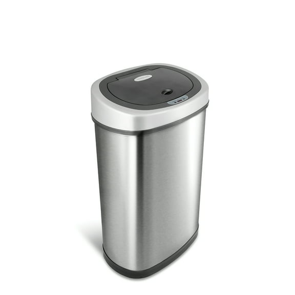 Nine Stars Automatic Kitchen Trash Can, 13 Gallon Stainless Steel Motion Sensor Garbage Bin with Soft Close Lid, Silver