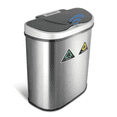 thumbnail image 1 of Nine Stars Dual Compartment Automatic Trash Can, 18.5 Gallon Stainless Steel, Motion Sensor Soft Close Lid Garbage Recycle Bin, Silver, 1 of 7