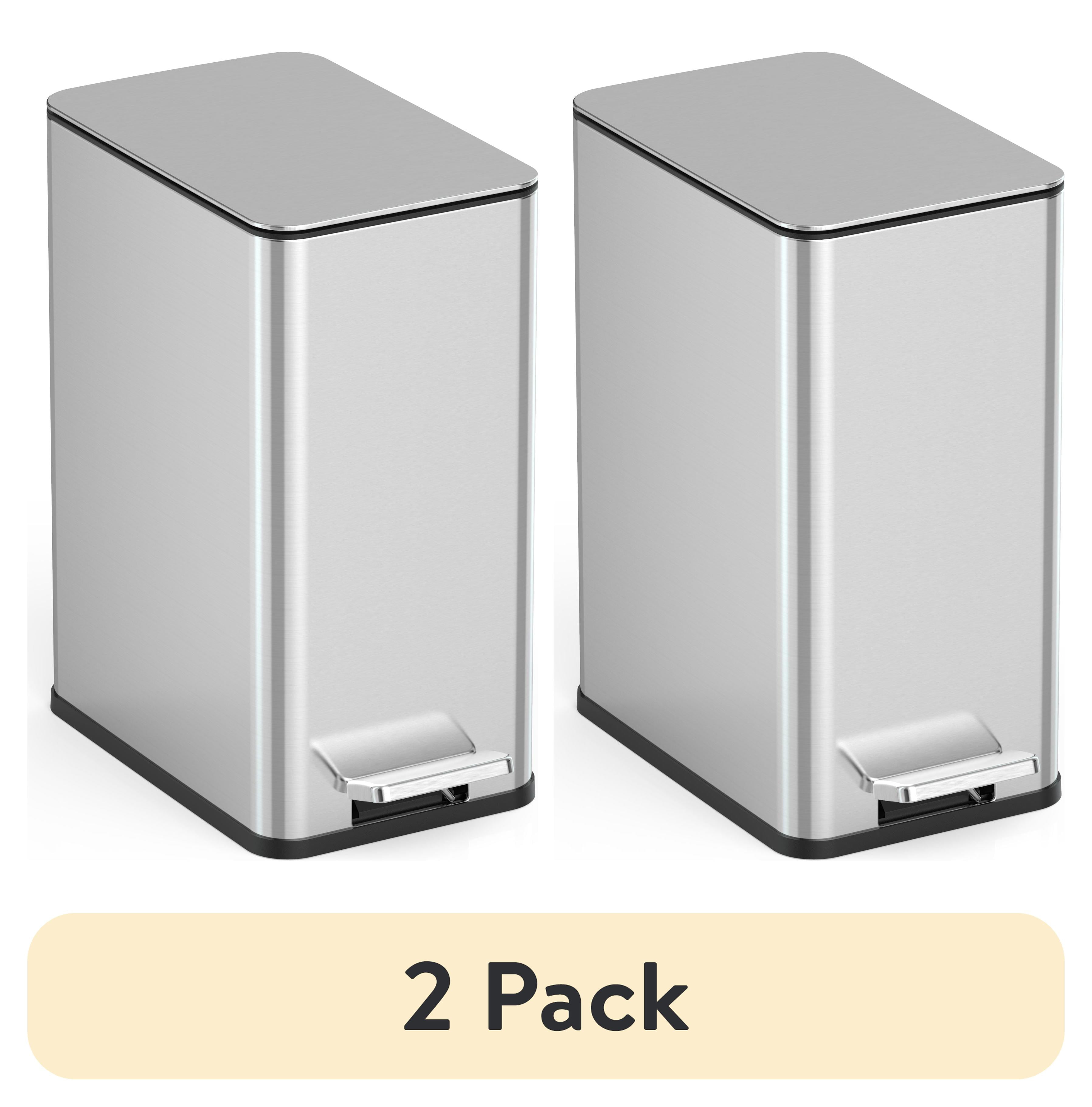 (2 pack) Nine Stars 2.6 Gallon Trash Can, Slim Step On Bathroom Trash ...