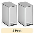 (2 pack) Nine Stars 2.6 Gallon Trash Can, Slim Step On Bathroom Trash Can, Stainless Steel
