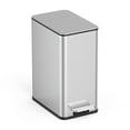 thumbnail image 1 of Nine Stars Step-on Bathroom Trash Can, 3 Gallon stainless steel, Pedal open, Hands-free Soft Close lid Garbage bin, Silver, 1 of 12