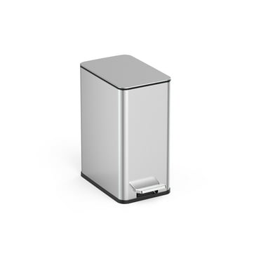 Nine Stars 2.6 Gallon Trash Can, Slim Step On Bathroom Trash Can, Stainless Steel