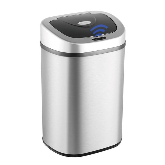 Nine Stars Automatic Trash Can, 21 Gallon Stainless Steel, Motion Sensor Hands Free Soft Close Lid Garbage Bin, Silver