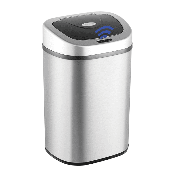 Nine Stars Automatic Kitchen Trash Can, 21 Gallon Stainless Steel, Motion Sensor Hands-free Soft-close Lid Garbage Bin, Silver Stainless Steel