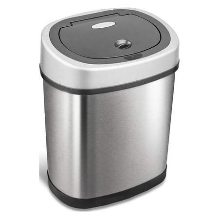 Nine Stars Automatic Bathroom Trash Can, 3 Gallon Motion Sensor Garbage Bin with Soft Close Lid, Stainless Steel