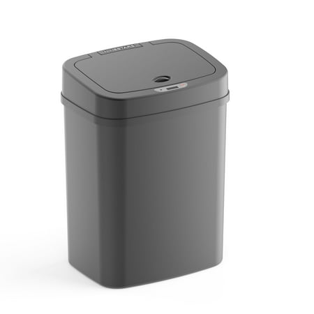 Nine Stars Automatic Bathroom Trash Can, 3 Gallon Plastic Motion Sensor Garbage Bin with Soft Close Lid, Black
