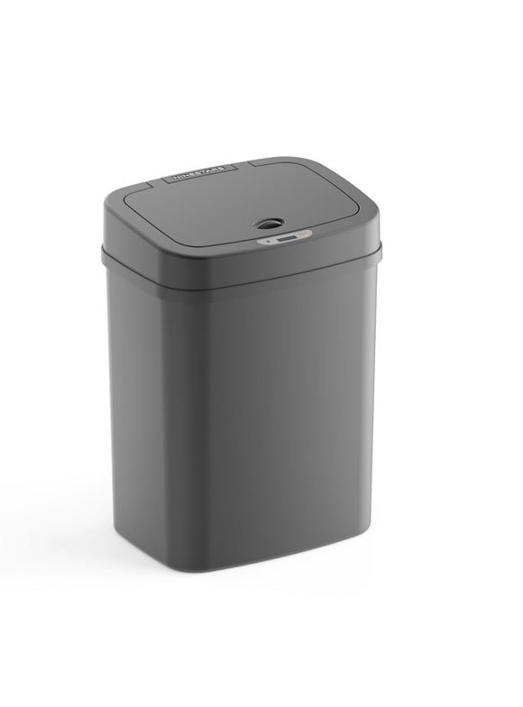 Nine Stars 3.2 Gallon Trash Can, Plastic Touchless Bathroom Trash Can, Black