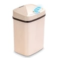 thumbnail image 1 of Nine Stars Automatic Bathroom Trash Can, 3.2 Gallon Plastic Motion Sensor Garbage Bin with Soft Close Lid, Cream, 1 of 7