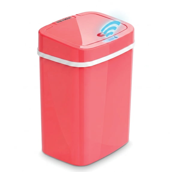 Nine Stars Automatic Bathroom Trash Can, 3.2 Gallon Plastic Motion Sensor Garbage Bin with Soft Close Lid, Rose