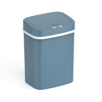 Nine Stars 3.2 Gallon Plastic Touchless Bathroom Trash Can, Steel Blue