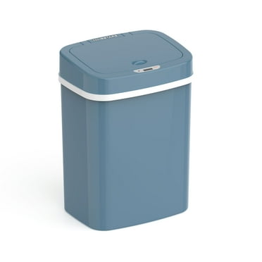 Nine Stars 3.2 Gallon Plastic Touchless Bathroom Trash Can, Steel Blue
