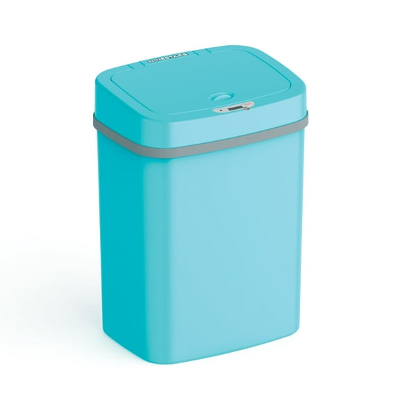 Nine Stars Automatic Bathroom Trash Can, 3 Gallon Plastic Motion Sensor Garbage Bin with Soft Close Lid, Teal