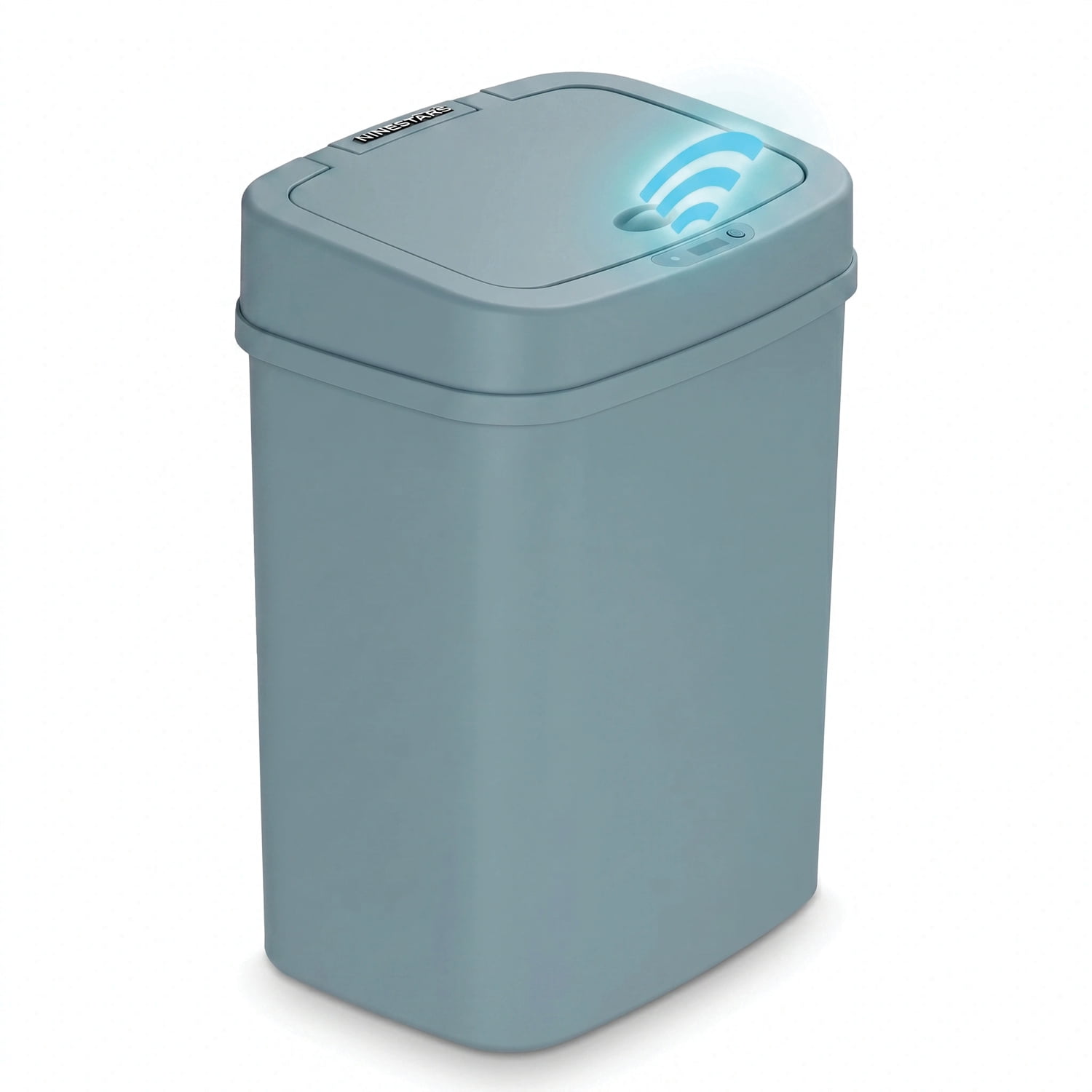 Nine Stars Motion Sensor Automatic Bathroom Trash Can, 3.2 Gallon Plastic, Motion Sensor Soft Close Lid Garbage Bin, Blue Cameo