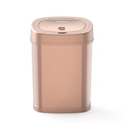 Nine Stars Automatic Bathroom Trash Can, 4 Gallon Stainless Steel, Motion Sensor Hands-Free Soft-Close Lid Garbage Bin, Gold
