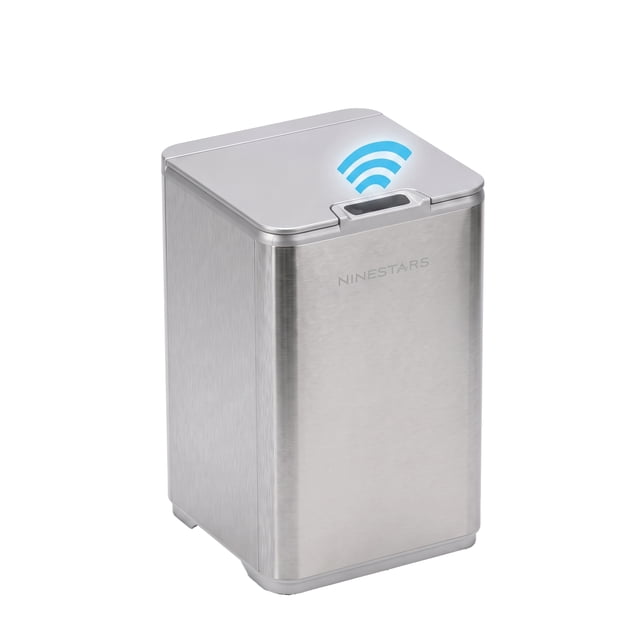 Nine Stars Automatic Bathroom Trash Can, 2.6 Gallon Stainless Steel ...