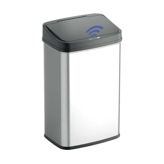 Nine Stars Automatic Kitchen Trash Can, 13.2 Gallon Stainless Steel Motion Sensor Garbage Bin with Soft Close Lid, Silver