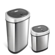 Nine Stars Automatic Kitchen Trash Can Combo, 13 Gallon + 3 Gallon Stainless Steel, Motion Sensor Hands-Free Soft-Close Lid Garbage Bin, Silver