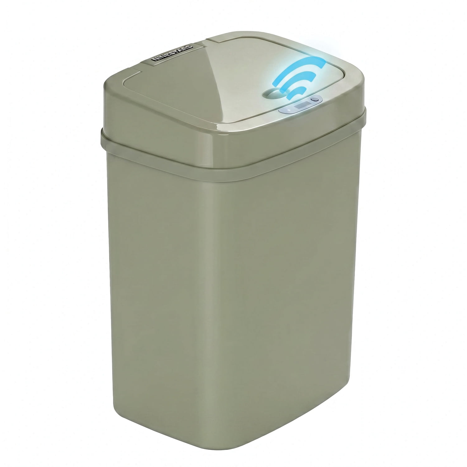 Nine Stars Motion Sensor Automatic Bathroom Trash Can, 3.2 Gallon Plastic, Motion Sensor Soft Close Lid Garbage Bin, Olive Green