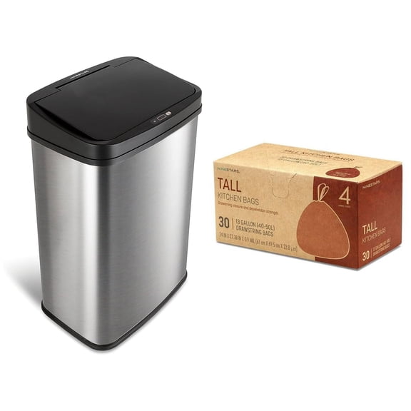 Nine Stars Motion Sensor Kitchen Trash Can + Trash Bags