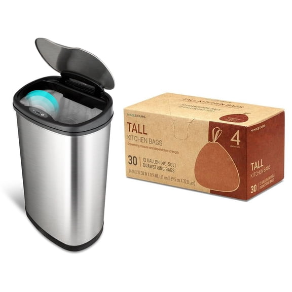 Nine Stars 13 Gallon Motion Sensor Trash Can + Trash Bags