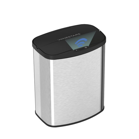 Nine Stars Automatic Bathroom Trash Can, 2.1 Gallon Stainless Steel, Motion Sensor Garbage Bin with Soft Close Lid, Silver