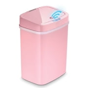 Nine Stars Automatic Bathroom Trash Can, 3.2 Gallon Plastic Motion Sensor Garbage Bin with Soft Close Lid, Pink
