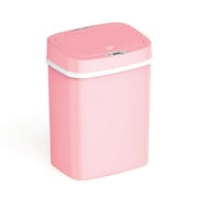 Nine Stars Automatic Bathroom Trash Can, 3 Gallon Plastic Motion Sensor Garbage Bin with Soft Close Lid, Pink