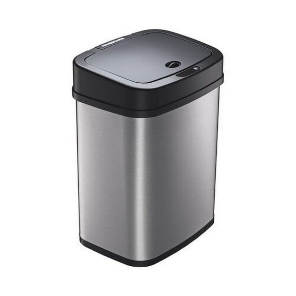 Nine Stars Automatic Bathroom Trash Can, 3 Gallon Stainless Steel, Motion Sensor Hands-Free Soft-Close Lid Garbage Bin, Silver