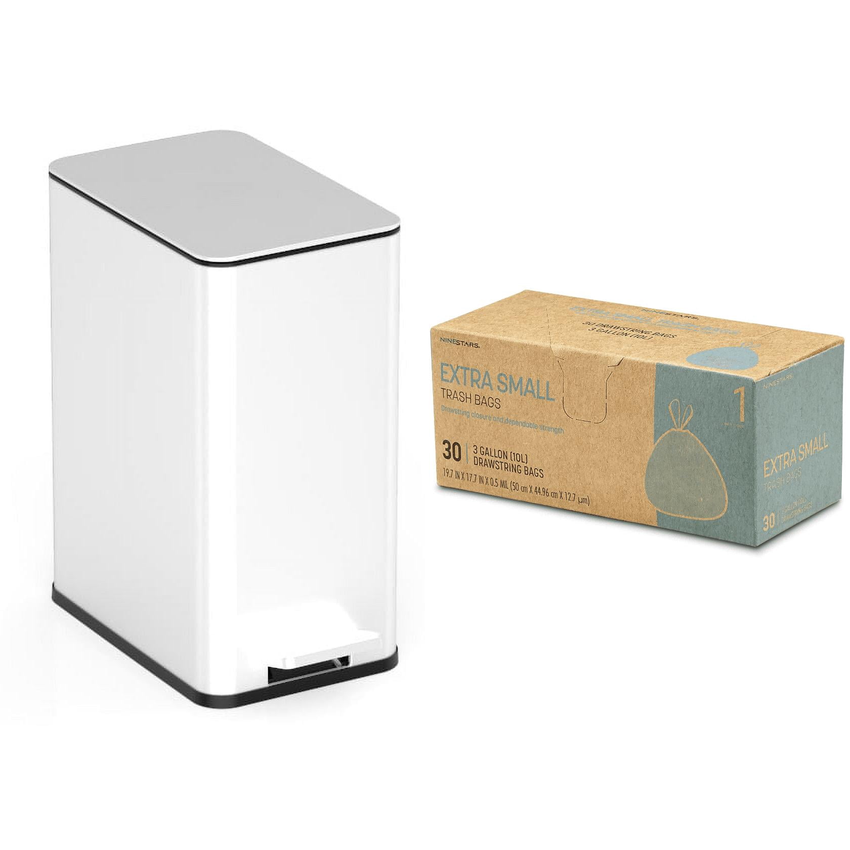 Nine Stars Bathroom Step Trash Can + Trash Bag