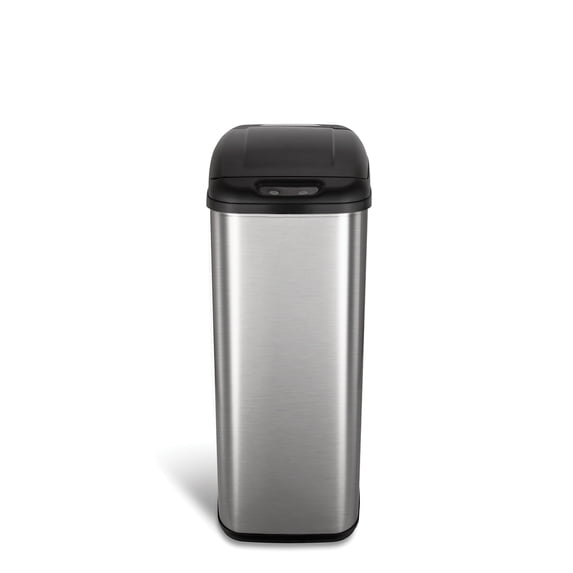 Nine Stars Automatic Kitchen Trash Can, 13 Gallon Stainless Steel, Motion Sensor Hands-Free Soft-Close Lid Garbage Bin, Silver