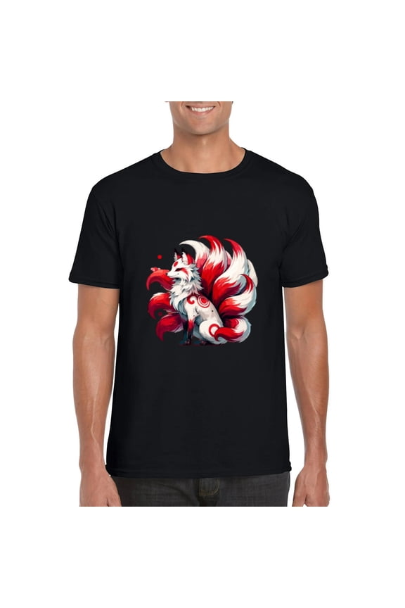 Nine Tailed Anime Kitsune Fox Japanese Mythology Yokai T-Shirt, for men & women, up to size 5XL