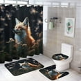 thumbnail image 1 of Nine Tailed Fox Chasing Butterfly 4 Pcs Shower Curtain Set with Rug Bathroom Sets with Waterproof Fabric And Non-Slip Rugs Toilet Lid Cover Bath Mat Decor with Hooks, 1 of 7