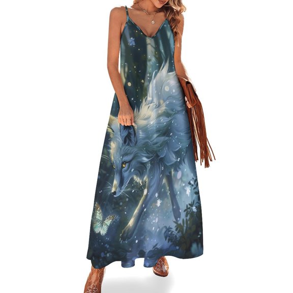 Nine Tailed Fox Chasing Butterfly Sleeveless Dress Woman Fashion Long Dresses Women's Summer Suit Dress Summer 2025 Women