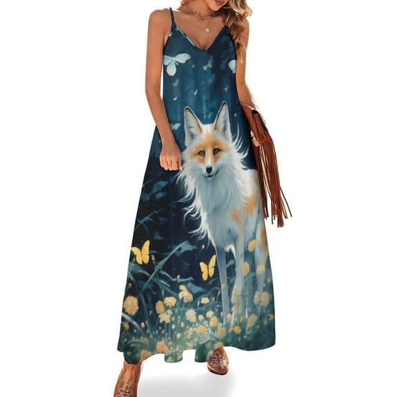 Nine Tailed Fox Chasing Butterfly Sleeveless Dress for Women Clothing Female Women's Summer Skirt