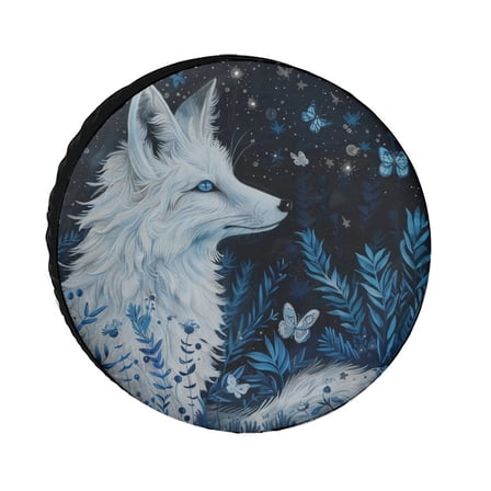 Nine Tailed Fox Chasing Butterfly Spare Tire Cover, Universal Wheel Tire Cover Dust-Proof Tire Protectors for Trailer Rv Van SUV Truck Camper And Many Vehicle