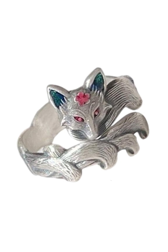 Romance Peach Blossoms Jewelry Adjustable Enamel Ring For Everyday Wear Dating