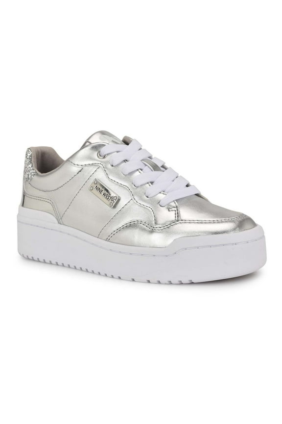 Aleno Lace-Up Platform Women's Casual Sneakers Color: Silver Size: 7