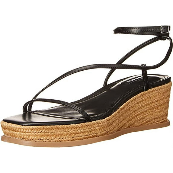 Nine West Alexx3 Black Rounded Open Toe Strappy Detailed Wedge Heeled Sandals
