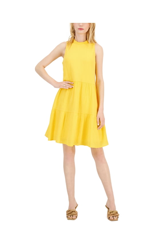 Cotton Gauze Tiered Dress Yellow Daisy 8