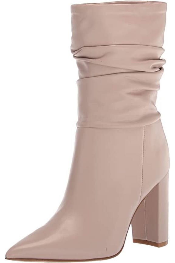Denner Pink Taupe Pointed Toe Pull On Block Heel Mid-Calf Boots (Pink Taupe, 8.5)