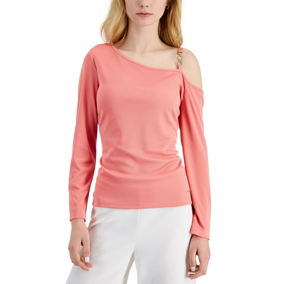 Nine West Embellished One-Shoulder Top Melon Coral M