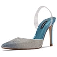 thumbnail image 1 of Nine West Fabry 5 Blue Multi Pointed Toe Slip On Stiletto Heel Formal Dress Pump (Blue Multi, 10), 1 of 5