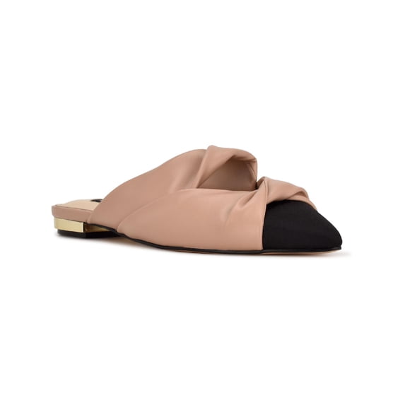 Nine West Find Ya 3 Barely Nude Slip On Pointed Closed Toe Cutout Detailed Mules (Barely Nude, 5)