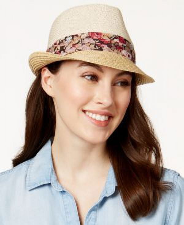 Nine West Floral Print Band Packable Fedora